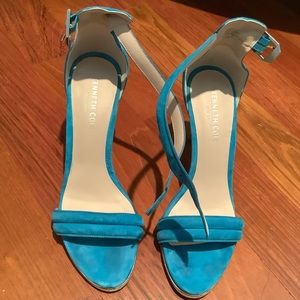 Kenneth Cole Bright Blue suede heeled sandals. Size 7.5 M.